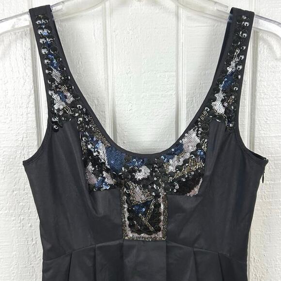 All Saints Women Sleeveless Sequin Cocktail Mini Dress Glam Party Black Size 6 - Picture 4 of 10